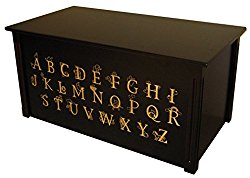Wood Toy Box, Large ABC Toy Chest in Espresso, Thematic Font, Custom Options (Standard Base – Gold Lettering)