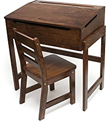 Lipper International 564WN Child’s Slanted Top Desk & Chair, Walnut Finish