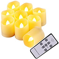 AMIR Flameless Candles, Flickering LED Tea light Candles, Remote Controlled Christmas Decoration Lights with 3 Modes, Timer & Batteries for Thanksgiving, Halloween, Party Celebration, Wedding (9 Pack)