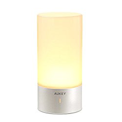 AUKEY Table Lamp, Touch Sensor Bedside Lamps + Dimmable Warm White Light & Color Changing RGB for Bedrooms