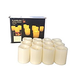 Candle Choice Set of 12 Flameless Candles, Flameless Votive Candles LED Votives with Timer, Battery-operated LED Candles with Timer, Long Battery Life 200+ Hours, Battery Included.