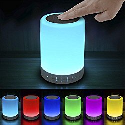 Elecstars Touch Bedside Lamp – with Bluetooth Speaker, Dimmable Color Night Light, Outdoor Table Lamp with Smart Touch Control, Best Gift for Men Women Teens Kids Children Sleeping Aid (White)