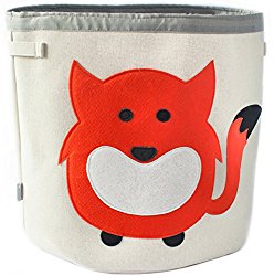 Grey Bee Animal Theme Collapsible Canvas Storage Bin for Kids, Red – Fox