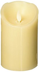 Luminara Flameless Candle: Vanilla Scented Moving Flame Candle with Timer (4″ Ivory)