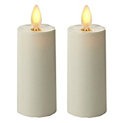 Set of 2 Votive Flameless Candles:  1.75″x3″ Ivory Unscented Moving Flame Candles with Timer