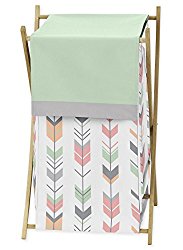 Sweet Jojo Designs Baby/Kids Clothes Laundry Hamper for Grey, Coral and Mint Woodland Arrow Girl Bedding Sets