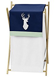 Sweet Jojo Designs Baby/Kids Clothes Laundry Hamper for Navy Blue, Mint and Grey Woodsy Deer Boys Bedding Sets