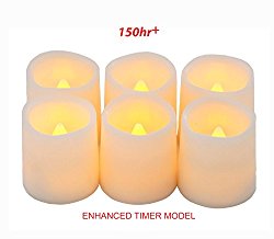Timer Flameless Candles By Festival Delights – Premium IC-controlled Soft Flickering Votive Battery Operated Candles, 150+ Hours of Lighting, 5H Timer, Battery included, Dia. 1.5″x1.75″H
