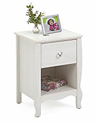 4D Concepts Lindsay 1 Drawer Nightstand in Stone White Oak