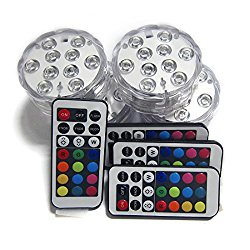 Creatrek RGB Color Changing LED Tea Lights, Battery Powered Submersible Vase Lamps W/ 21-Key Remote Control (4-Pack)