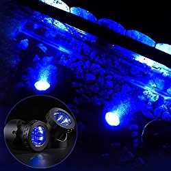 GAXmi Solar Pool Lights Outdoor LED Underwater Spotlight with Flash Mode for Garden Lawn Bush Tree (Double Lamps) Blue