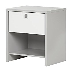 South Shore 10513 Cookie 1-Drawer Nightstand, Soft Gray & Pure White