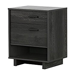 South Shore Fynn Nightstand with Drawers and Cord Catcher, Gray Oak