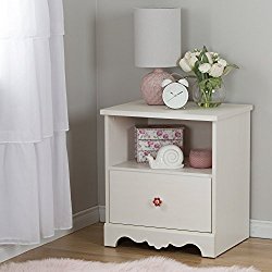 South Shore Lily Rose 1-Drawer Nightstand, White Wash