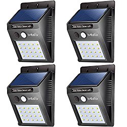 20 LED Solar Lights Outdoor,LivEditor Waterproof Solar Powered Motion Sensor Light Wireless Security Lights Outside Wall Lamp for Driveway Patio Garden Path – 4 Pack