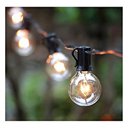 50Ft G40 Globe String Lights with Clear Bulbs for Indoor/Outdoor Commercial Decor, Outdoor String Lights for Patio Backyard Pergola Market Cafe Bistro Garden Porch Pool Umbrella Tents Decks