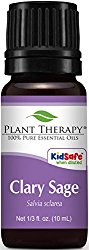 Plant Therapy Clary Sage Essential Oil. 100% Pure, Undiluted, Therapeutic Grade. 10 mL (1/3 Ounce).