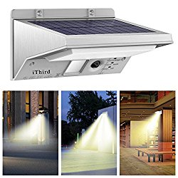 Solar Motion Sensor Light Outdoor, iThird 21 LED 330LM Solar Powered Security Lights for Yard Patio Garage Waterproof 3 Modes Super Bright(Warm White)