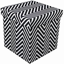 Sorbus Chevron Storage Ottoman – Extra Storage Space Will Help Keep Your Playroom and Living Room Organized – Foldable with Cover – Perfect Hassock, Footstool, Pouffe, Kids Seat (Chevron Black)
