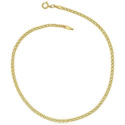 10k Yellow Gold Diamond Weave Curb Anklet (2 mm, 10 inch)