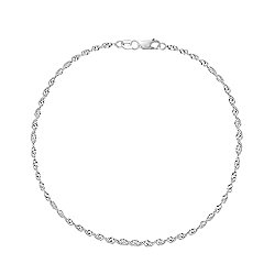 14k Real White Gold Singapore Sparkle Ankle Anklet Lobster Lock 10 Inches