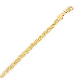 14k Yellow or White Gold 3.5mm Braided Fox Chain Anklet, 10″