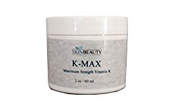 2oz -K MAX- Maximim Strength Vitamin K 5% Cream for Stretch Marks, Spider Veins, Acne Scars, Broken Capillaries, Rosacea, Puffy Dark Eye Circles, bruises- Works on Legs, Arms, Face, & Nose