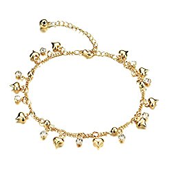 Fate Love Heart Shape Pendant Twisted Rope Chain Anklet 18k Gold Plated Foot Chain, 8″, Adjustable