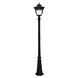 Gama Sonic Pagoda Solar Lamp Post and Single Lamp LED Light Fixture, 87-Inch Height, Black Finish #GS-104S