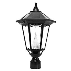 Gama Sonic Windsor Solar Outdoor LED Light Fixture, 3-Inch Fitter for Post Mount, Black Finish #GS-99F