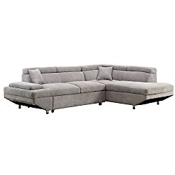 HOMES: Inside + Out IDF-6124GY-SEC Walter’s Sectional with Pull Out Sleeper Chaise