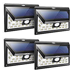 Litom 24 LED SOLAR LIGHTS OUTDOOR, Super Bright Motion Sensor Lights with Wide Angle Illumination, Wireless Waterproof Security Lights for Wall, Driveway, Patio, Yard, Garden- 4 PACK
