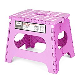 Acko 11 Inches Non Slip Folding Step Stool for Kids and Adults with Handle, Holds up to 250 LBS (Pink)
