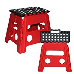 Easy Life Carry Folding Step Stool / Seat With Anti-Slip Surface 13 Inch For Kids Works Home – Red/Black