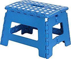 Foldable Stool for Kids and Adults – Blue – Lightweight Plastic Step Stool – 11-inch Wide and about 8-inch Tall – By Utopia Home