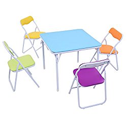 Costzon 5 Piece Kids Folding Table and Chair Set Activity Table Set
