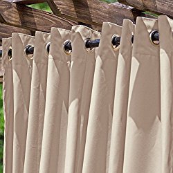DFOHome Beige Extra Wide Outdoor Curtain with Nickel Grommets 120″ W x 96″ L