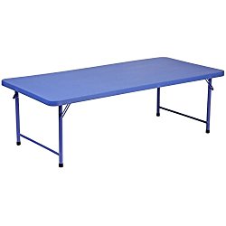 Flash Furniture 30”W x 60”L x 19”H Kid’s Blue Plastic Folding Table