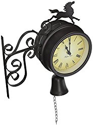 Horse and Bell Clock with Thermometer – 18.7in