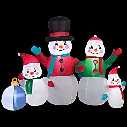 Christmas Inflatable 6′ Snowman Family Airblown Decoration By Gemmy