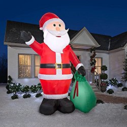 Christmas Inflatable Giant 12′ Waving Santa w/ Gift Sack Airblown Holiday Decoration By Gemmy