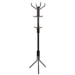 SONGMICS Metal Coat Rack 12 Hooks Display Hall Tree for Clothes Hats and Bags Espresso URCR18Z