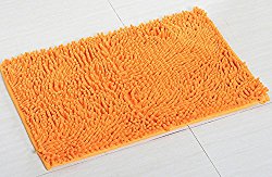 YJ Bear Chenille Rectangle Anti-slip Microfiber Doormat Solid Color Non-Slip Area Rug Carpet Shaggy Floor mat Soft Bath Mat for Home Bedroom Orange 20″ X 31″