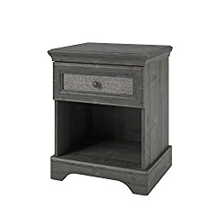 Ameriwood Home Stone River Nightstand with Fabric Insert, Weathered Oak