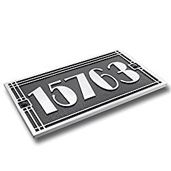 Art Deco Style House Address Plaque in Solid Cast Aluminium. This Hand Made in England Plaque is Created Especially for You to Your Specifications (310mm x 190mm)