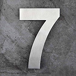 Mellewell House Number Floating 6 Inch Stainless Steel Brushed Nickel, Number 7 Seven, HN06-7