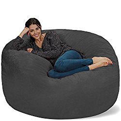 Chill Sack Bean Bag Chair: Giant Memory Foam Furniture Bags and Large Lounger – Big Sofa with Huge Water Resistant Soft Micro Suede Cover – Charcoal, 5 feet