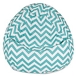 Majestic Home Goods Classic Bean Bag Chair – Chevron Giant Classic Bean Bags for Small Adults and Kids (28 x 28 x 22 Inches) (Teal Blue)