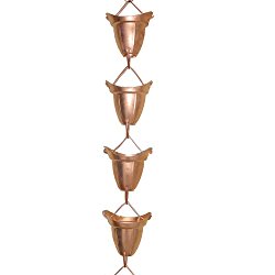 Monarch Pure Copper Bell Cup Rain Chain, 8-1/2-Feet Length