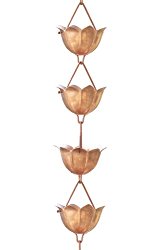 Monarch Pure Copper Lotus Rain Chain, 8-1/2-Feet Length